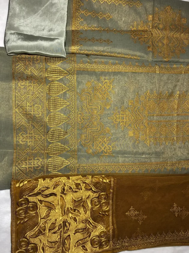 Khaddi Silk with embroidery, Unstiched Suit (Light Brown) - Image 7