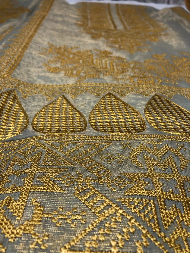 Khaddi Silk with embroidery, Unstiched Suit (Light Brown) - Image 6