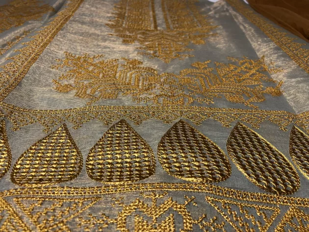 Khaddi Silk with embroidery, Unstiched Suit (Light Brown) - Image 5