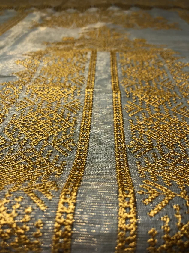 Khaddi Silk with embroidery, Unstiched Suit (Light Brown) - Image 3