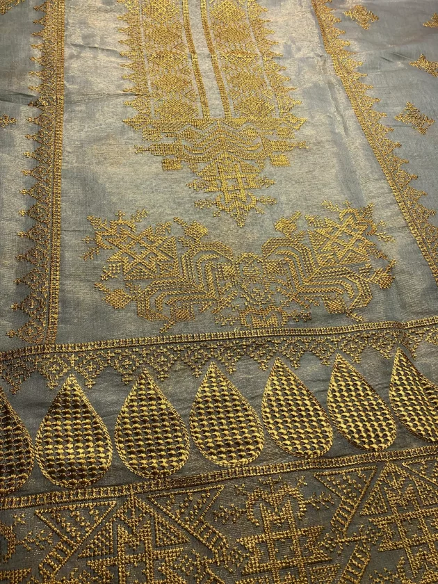 Khaddi Silk with embroidery, Unstiched Suit (Light Brown) - Image 8