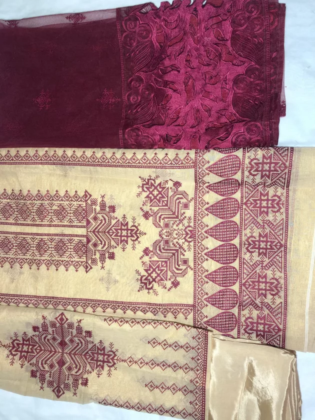 Khaddi Silk with embroidery, Unstiched Suit (Purple)