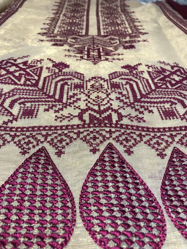 Khaddi Silk with embroidery, Unstiched Suit (Purple) - Image 6