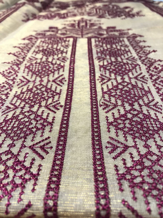 Khaddi Silk with embroidery, Unstiched Suit (Purple) - Image 4