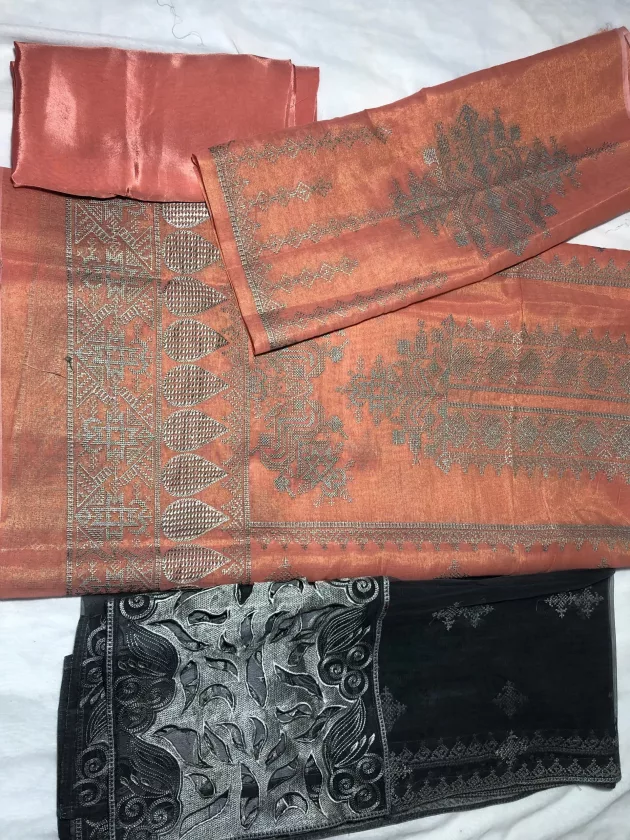 Khaddi Silk with embroidery, Unstiched Suit (Rose Pink) - Image 2