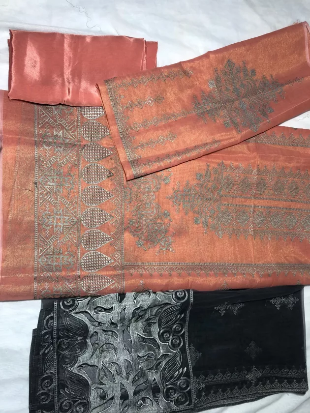Khaddi Silk with embroidery, Unstiched Suit (Rose Pink)