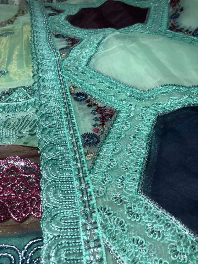 Masori, Unstiched, Embroidered, Suit with Net Dupatta (Green) - Image 10