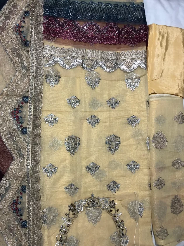 Masori, Unstiched, Embroidered, Suit with Net Dupatta (Green) - Image 17