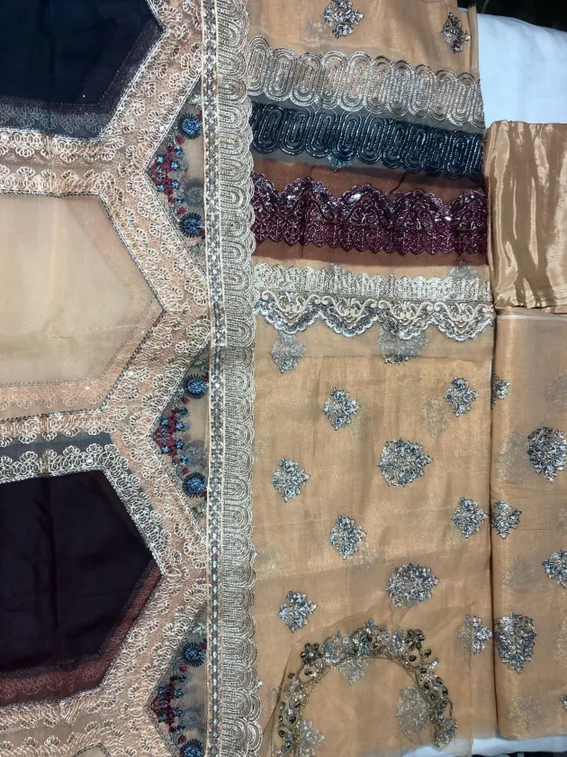Masori, Unstiched, Embroidered, Suit with Net Dupatta (Green) - Image 18