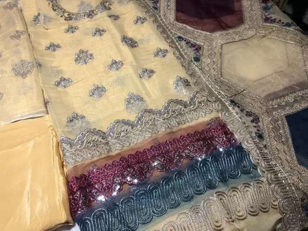 Masori, Unstiched, Embroidered, Suit with Net Dupatta (Green) - Image 19