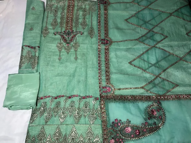 Pure Khaddi Unstitched Embroidered Suit (Light Green)