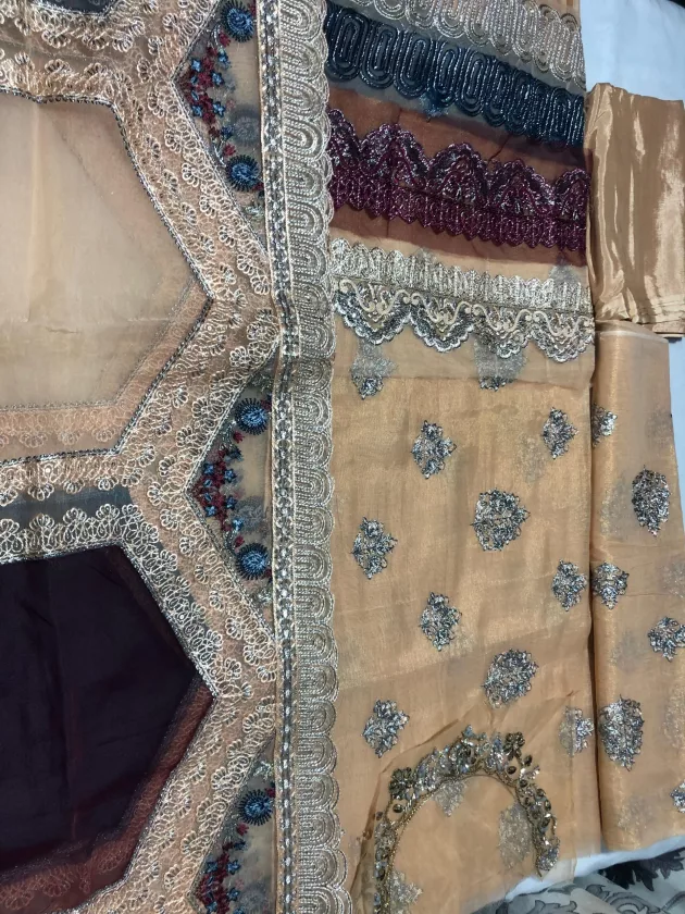 Masori, Unstiched, Embroidered, Suit with Net Dupatta (Green) - Image 20