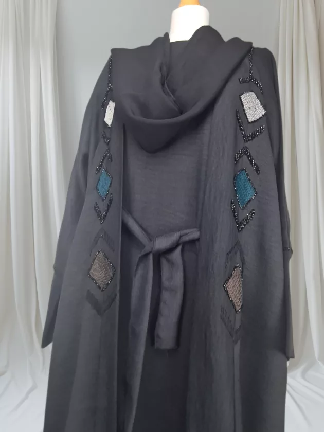 High Quality Dubai Abaya with Embroidery-Black - Image 14