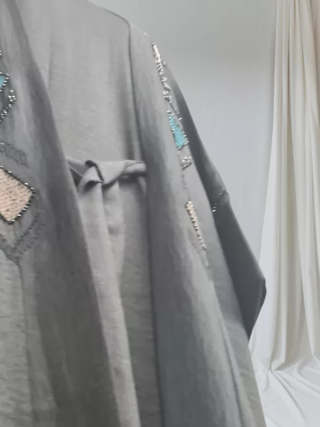High Quality Dubai Abaya with Embroidery-Black - Image 13