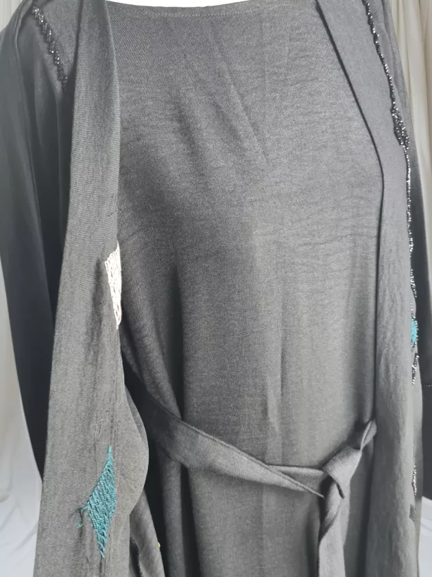 High Quality Dubai Abaya with Embroidery-Black - Image 5