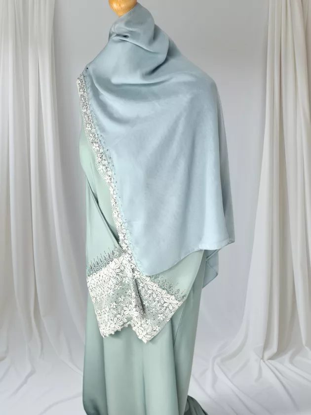 High Quality Elegant Dubai Abaya with Embroidery-Green - Image 12