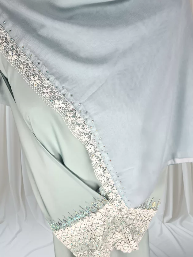 High Quality Elegant Dubai Abaya with Embroidery-Green - Image 6